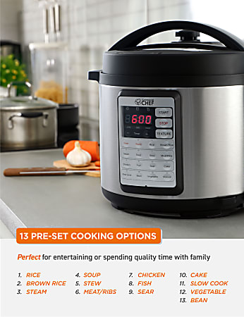 Commercial Chef 13-in-1 6.3-qt. Electric Pressure Cooker Stainless Steel