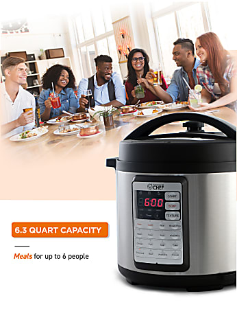 MegaChef 6 Quart Stainless Steel Electric Digital Pressure Cooker with Lid