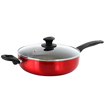Oster Merrion Aluminum Nonstick Sauté Pan With Lid, 3.5 Qt, Red