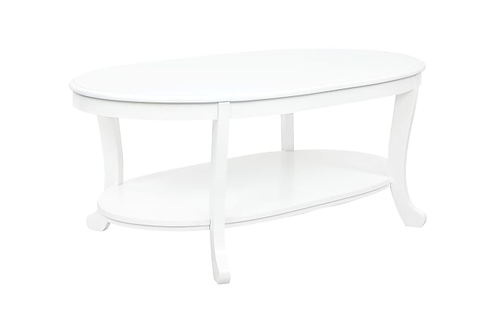Powell Heller Wood Coffee Table With Shelf, 20"H x 48"W x 28"D, White