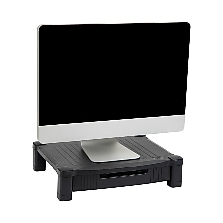 Mind Reader Monitor Stand With Drawer, 4"H x 13-1/4"W x 17-1/4"D, Black