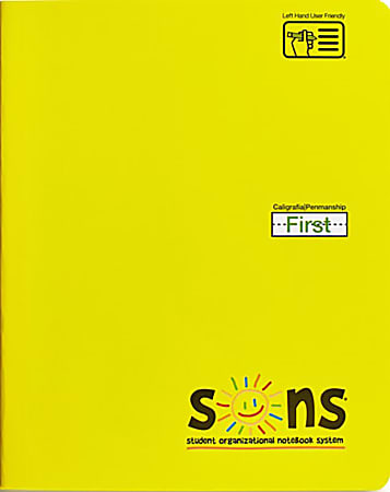 SONS System First Notebooks, 9-3/4" x 7-1/2", 1 Subject, Primary Rule, 200 Sheets, Yellow