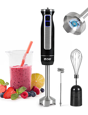 Commercial Chef Multi-Purpose 2-Speed Immersion Hand Blender, Black