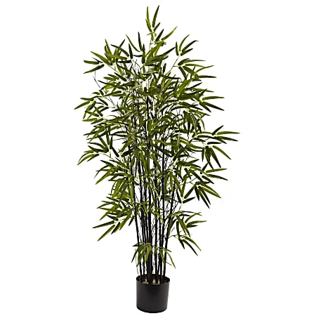 Nearly Natural Black Bamboo 48”H Plastic Tree With Pot, 48”H x 29”W x 29”D, Green