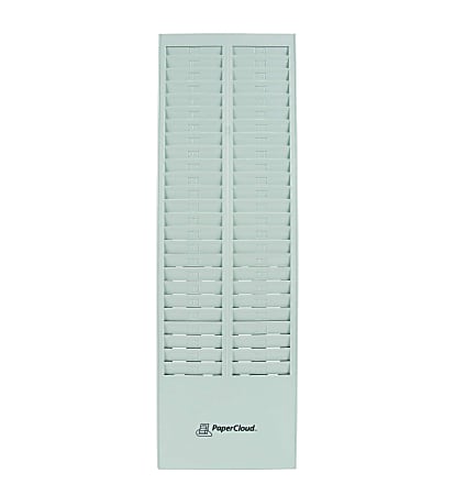 PaperCloud Time Card Rack, 50 Pockets, 27"H x 8.25"W x 1.4"D, Gray, PCTCR50