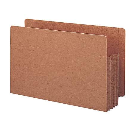 Smead® TUFF® End-Tab File Pockets, 3 1/2" Expansion, Legal Size, 30% Recycled, Redrope, Box Of 10