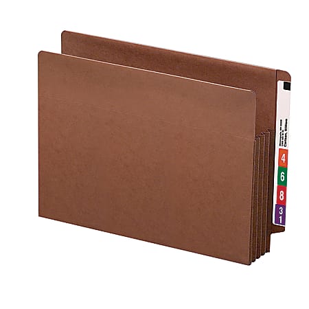 Smead® TUFF® End-Tab File Pockets, 3 1/2" Expansion, Letter Size, 30% Recycled, Redrope, Box Of 10
