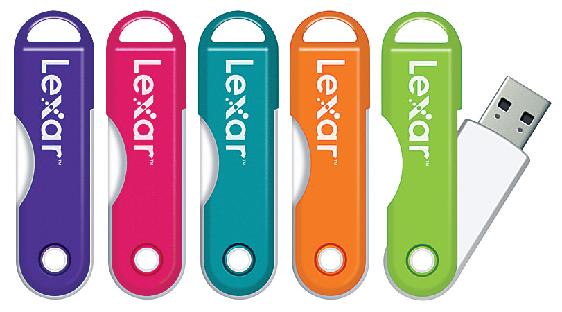Lexar® JumpDrive® TwistTurn USB 2.0 Flash Drive, 64GB, Assorted Colors