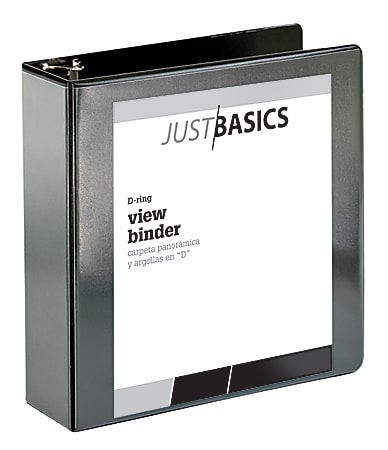 Just Basics® View 3-Ring Binder, 3" D-Rings, 38% Recycled, Black