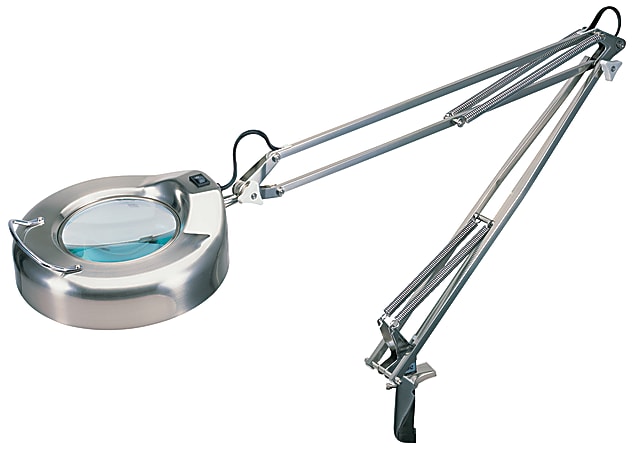 Realspace™ Clamp-On Magnifier Task Lamp, Adjustable Height, 48"H, Brushed Nickel