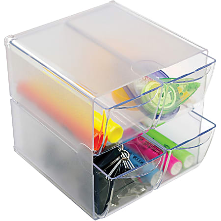 Deflecto Stackable Cube With 4 Drawers 6 H x 6 W x 7 18 D Clear