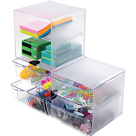 Small Desk Organizer, Stackable Organizer Drawers, Clear Desk