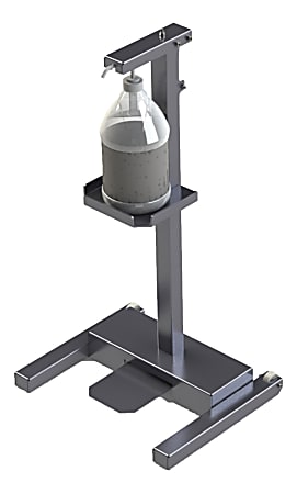 Built Sanitizer Floor Stand, 37" x 20" x 16-1/2", Metallic Silver