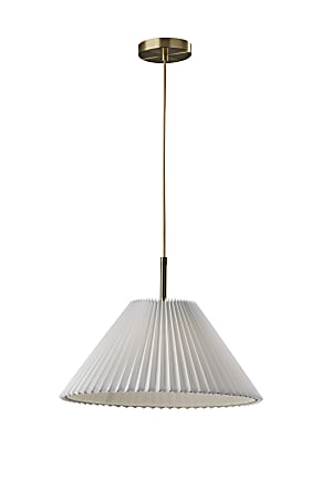 Adesso Scarlet Chandelier Pendant Lamp, 17”W, Off-White Shade/Antique Brass Base