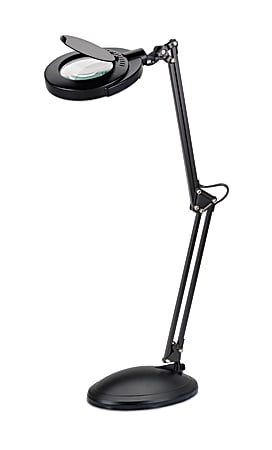 Realspace™ LED Magnifier Desk Lamp With Clamp, Adjustable Height, 22"H, Black