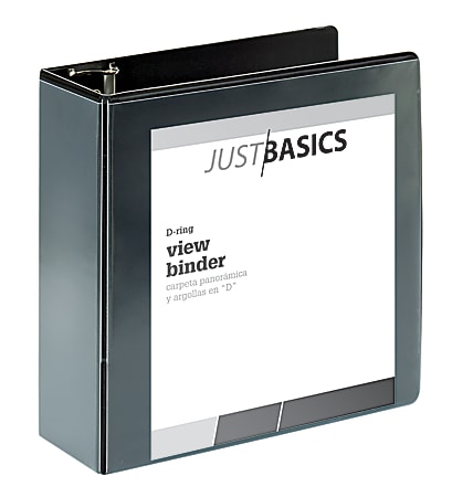 Just Basics® Basic View 3-Ring Binder, 4" D-Rings, Black