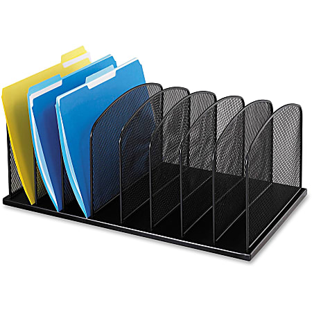 Safco Mesh Desk Organizers - 8 Compartment(s) - 2" - 8.3" Height x 19.3" Width x 11.5" Depth - Desktop - Black - Steel - 1Each