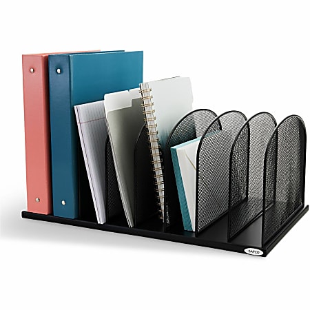 Safco Mesh Desk Organizers - 8 Compartment(s) - 2" - 8.3" Height x 19.3" Width x 11.5" Depth - Desktop - Black - Steel - 1Each