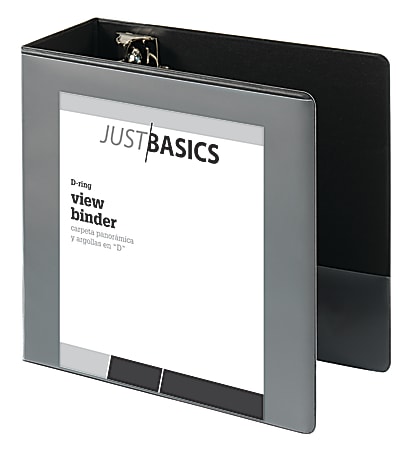 38% Recycled 3 Rings Black Just Basics D-Ring View Binder 