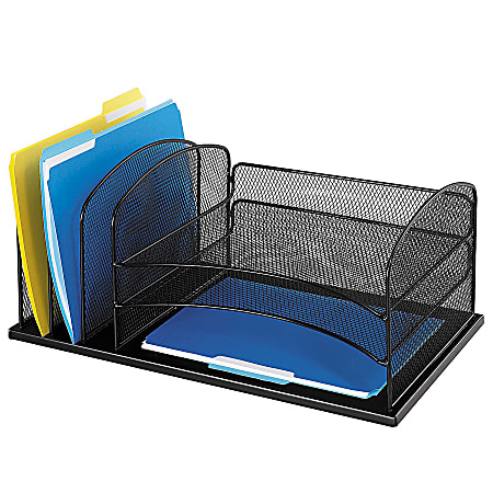 Safco® Horizontal Mesh Desk Organizer, 8 1/4"H x 19 1/2"W x 11 1/2"D, Black