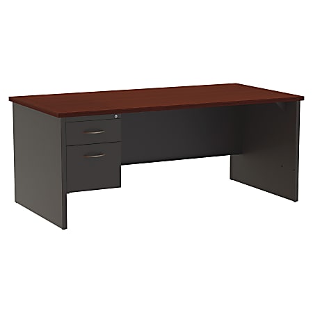 WorkPro® Modular 72"W x 36"D Left Pedestal Desk, Charcoal/Mahogany