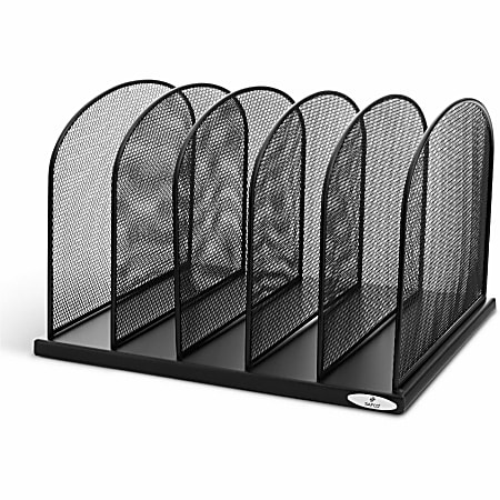 Safco Mesh Desk Organizers - 5 Compartment(s) - 2" - 8.3" Height x 12.5" Width x 11.3" Depth - Desktop - Black - Steel - 1Each