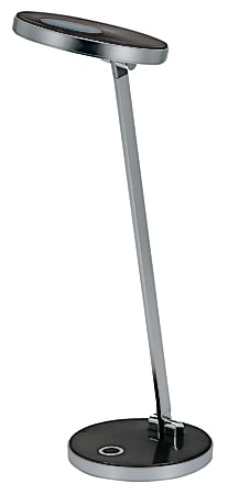 Realspace™ Disc-Style LED Desk Lamp, Adjustable Height, 15-1/4"H, Black/Silver