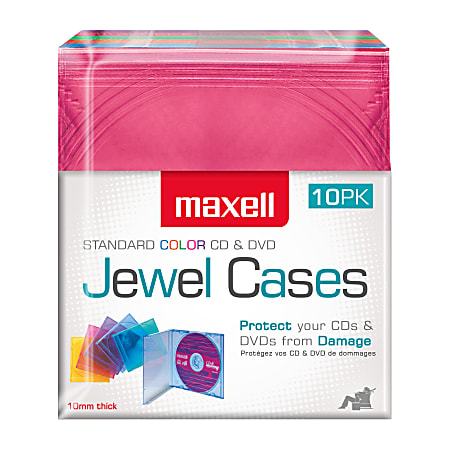 Maxell® Standard Jewel Cases, Assorted Colors, Pack Of