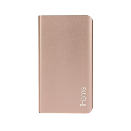 iHome Aluminum Ultra-Slim USB Battery Pack, 6000mAh Capacity, Rose Gold