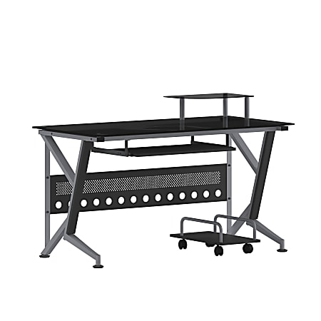 Flash Furniture 48"W Contemporary Glass Computer Desk, Black