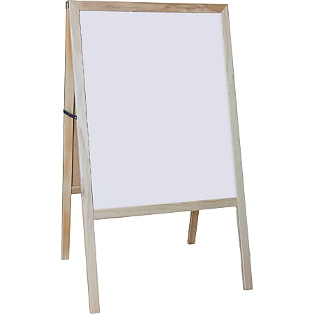 Flipside Non Magnetic Dry Erase Whiteboard BoardChalkboard Easel 18 12 x 18  12 Wood Frame With Pine Finish - Office Depot
