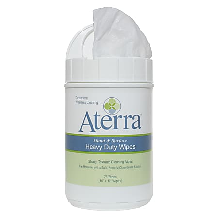 Aterra® Hand And Surface Heavy Duty Wipes, 75 Wipes Per Pack, Case Of 6 Packs
