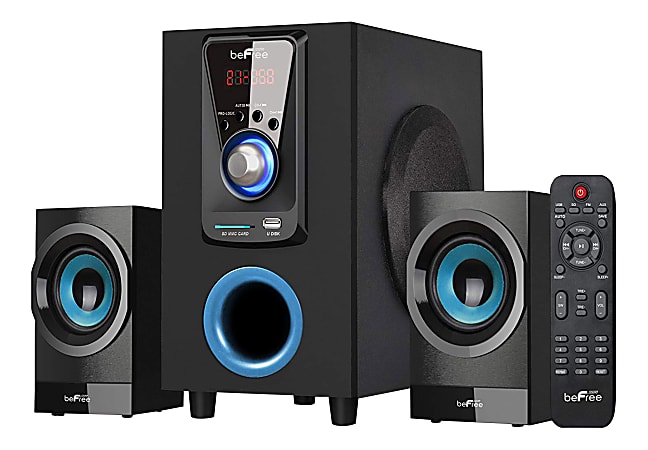 BeFree Sound 2.1 Channel Bluetooth® Surround Sound Speaker System, Blue/Black