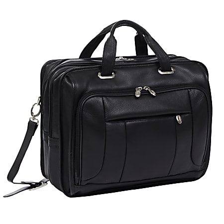 McKlein River West Leather Laptop Case Black - Office Depot