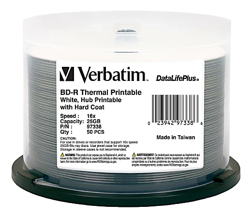 Verbatim BD-R 25GB 16X DataLifePlus White Thermal Printable,