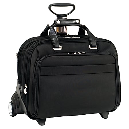 McKleinUSA MIDWAY Fly-Through Checkpoint-Friendly 2-In-1 Removable-Wheeled 15.6" Nylon Laptop Case, Black