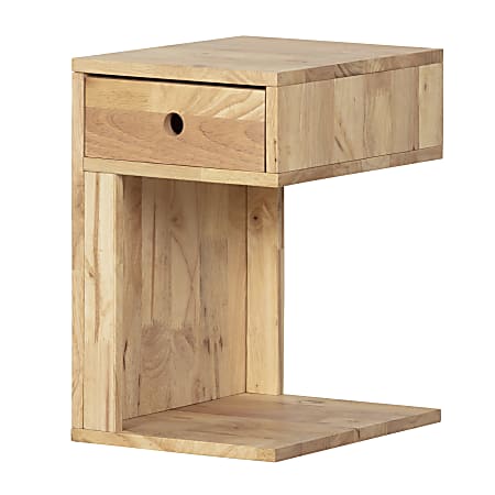 South Shore Sweedi Solid Wood 1-Drawer Nightstand, 19-3/4”H x 15-3/4”W x 12-1/2”D, Natural Wood