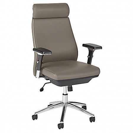 Bush® Business Furniture Metropolis High-Back Leather Executive Office Chair, Washed Gray, Standard Delivery