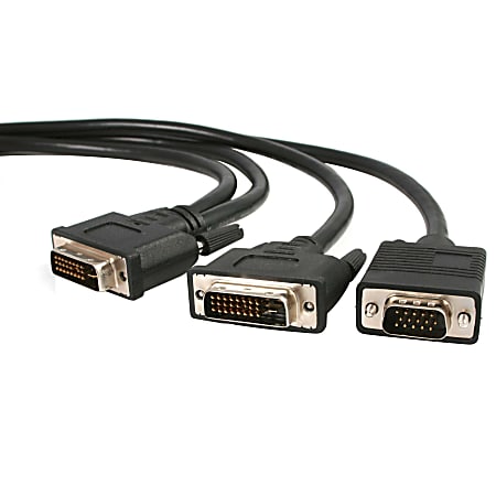StarTech.com 6 ft DVI-I to DVI-D and HD15 VGA Video Splitter Cable - M/M - Connect a DVI-D and a VGA Monitor simultaneously to a single DV