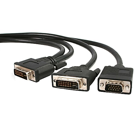 StarTech.com 6 ft DVI I Male to DVI D Male and HD15 VGA Male Video Splitter Cable