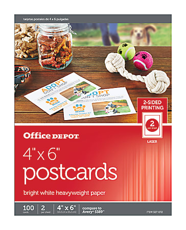 Office Depot Brand Bright White Laser Post Cards 4 x 6 Pack Of 100 ...
