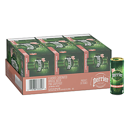 Perrier® Sparkling Natural Mineral Water with Pink Grapefruit Flavor, 8.45 Oz, Case Of 30 Slim Cans