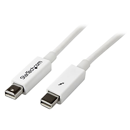 StarTech.com 0.5m White Thunderbolt Cable - M/M - 1.64ft Thunderbolt Data Transfer Cable for iMac, MacBook Pro, Storage Drive, Notebook - First End: 1 x Male Thunderbolt - Second End: 1 x Male Thunderbolt - Shielding - Nickel Plated Connector - White