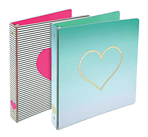 Divoga® Heart 3-Ring Binder, 1" Round Rings, Assorted Colors