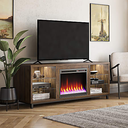 Ameriwood Home Lumina 70 Fireplace TV Stand Walnut ODP Business Solutions