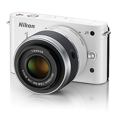 Nikon® 1 J1 10.1-Megapixel Digital Camera With Interchangeable Lens System, White