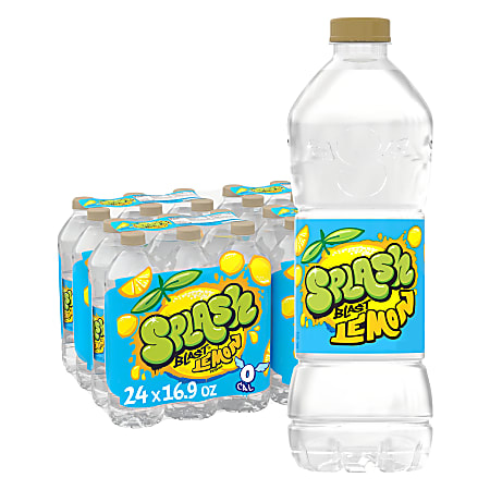 Splash Refresher Lemon Flavor Water Beverage 16.9 FL OZ Plastic Bottle Pack of 24