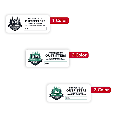 Custom Printed Outdoor Weatherproof 1, 2, or 3 Color Labels And Stickers, 1" x 2 1/2" Rectangle, Box of 250