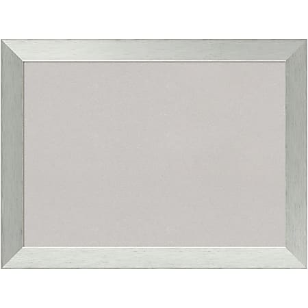 Amanti Art Cork Bulletin Board, 32" x 24", Gray, Brushed Sterling Silver Wood Frame