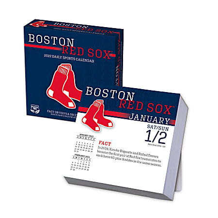 Lang Turner Licensing Boxed Daily Desk Calendar, 5-1/4" x 5-1/4", Boston Red Sox, January To December 2022